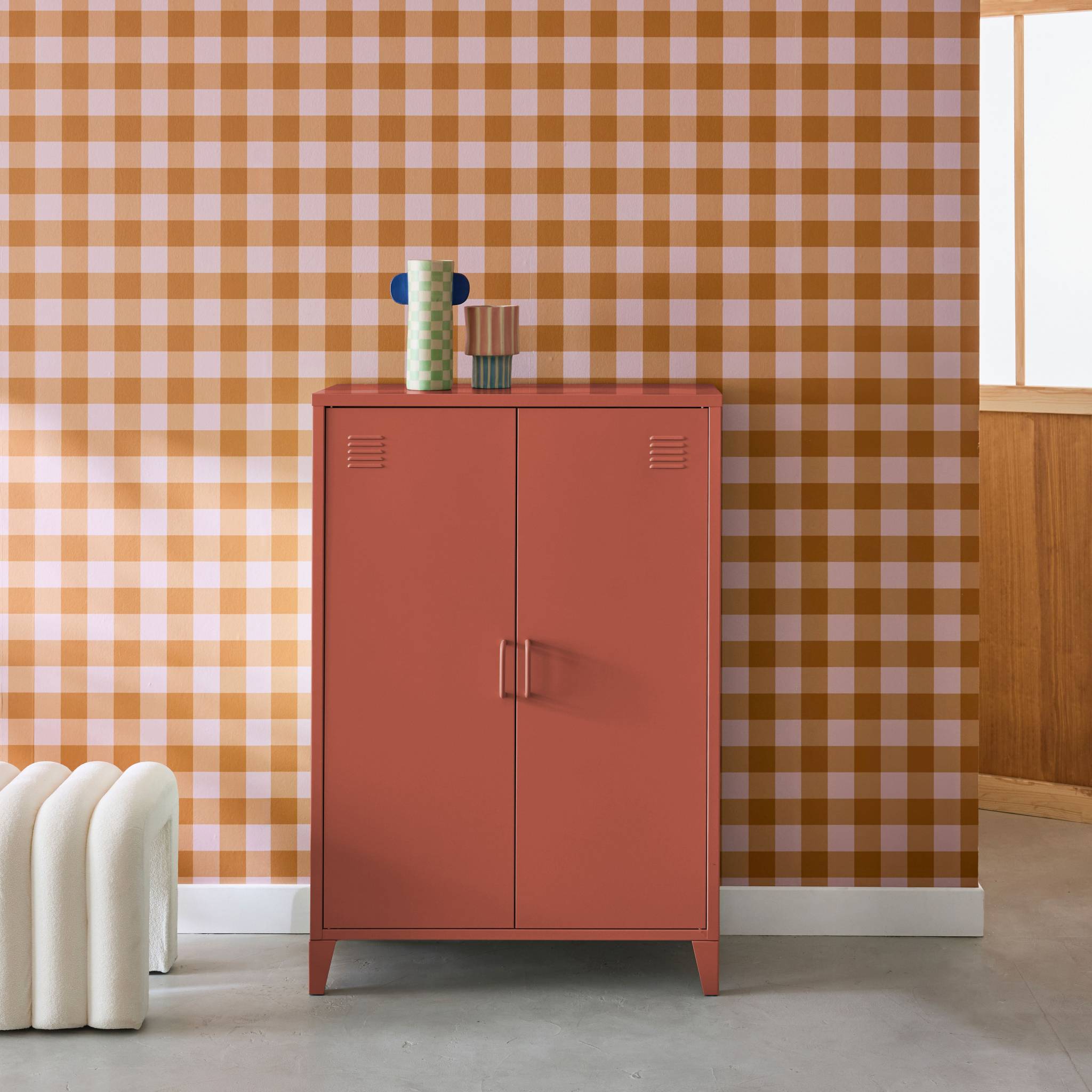 Cassettiera/armadio industriale metallo 2 ante, terracotta