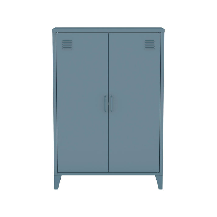 Set di 2 armadietti in metallo, 2 ante, blu grigio