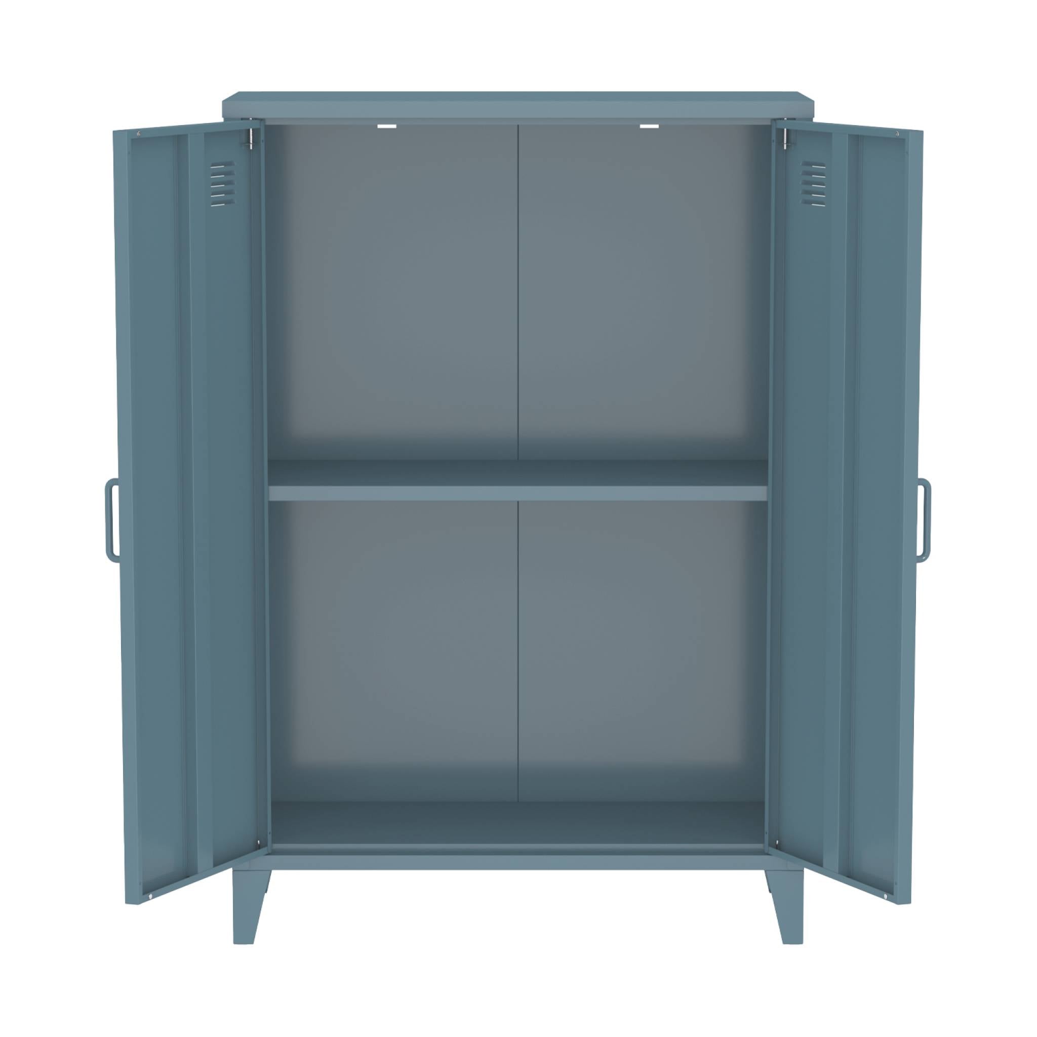 Set di 2 armadietti in metallo, 2 ante, blu grigio