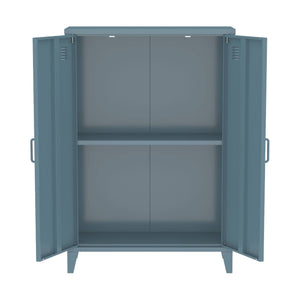 Set di 2 armadietti in metallo, 2 ante, blu grigio