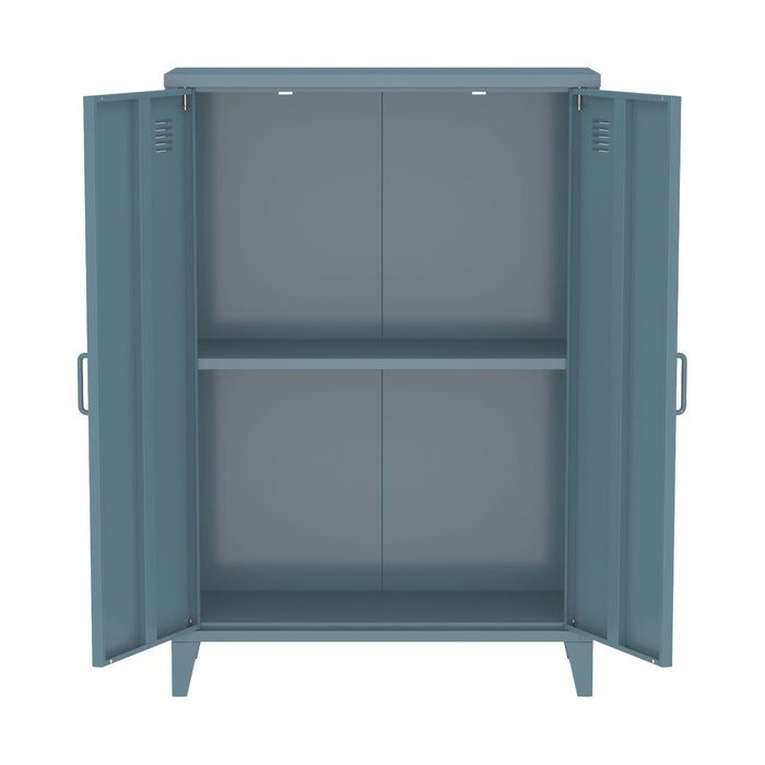 Set di 2 armadietti in metallo, 2 ante, blu grigio