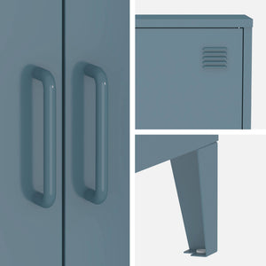 Set di 2 armadietti in metallo, 2 ante, blu grigio