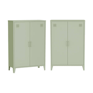 Set di 2 armadietti in metallo, 2 ante, verde chiaro