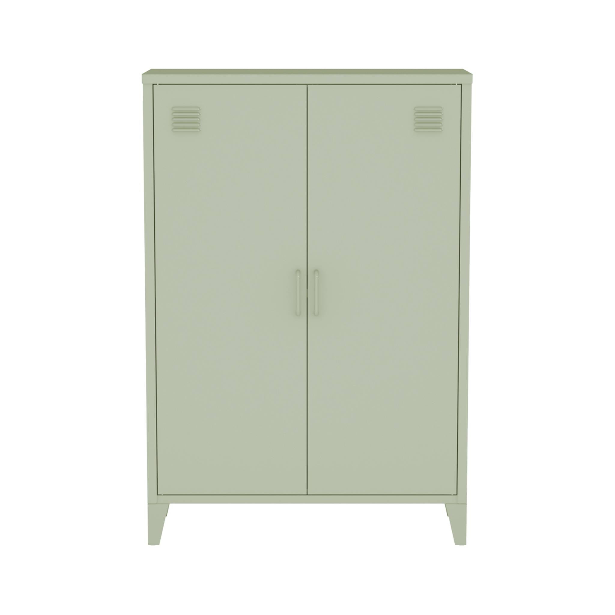 Set di 2 armadietti in metallo, 2 ante, verde chiaro