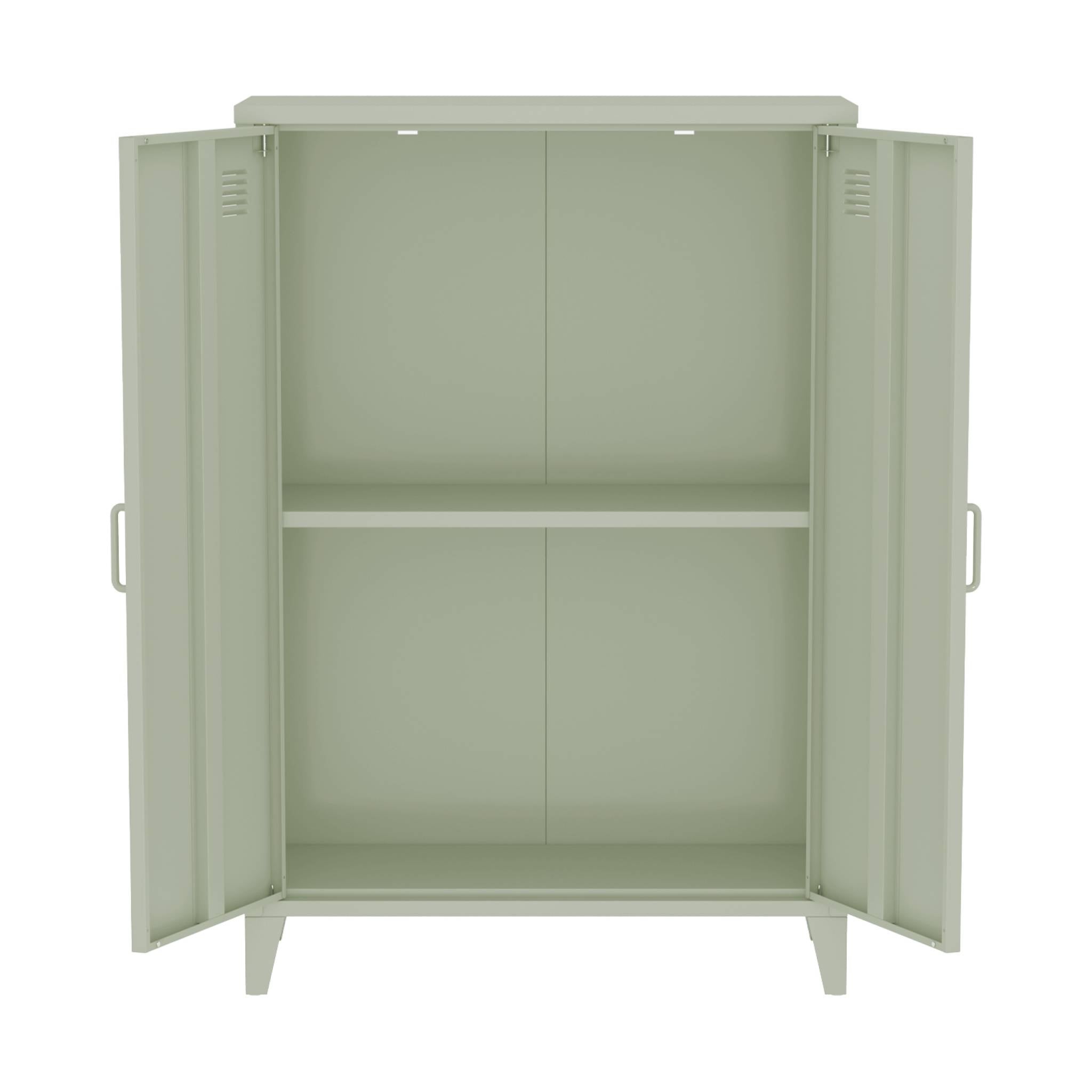 Set di 2 armadietti in metallo, 2 ante, verde chiaro