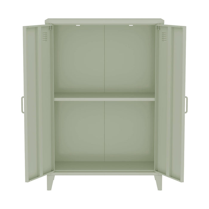 Set di 2 armadietti in metallo, 2 ante, verde chiaro