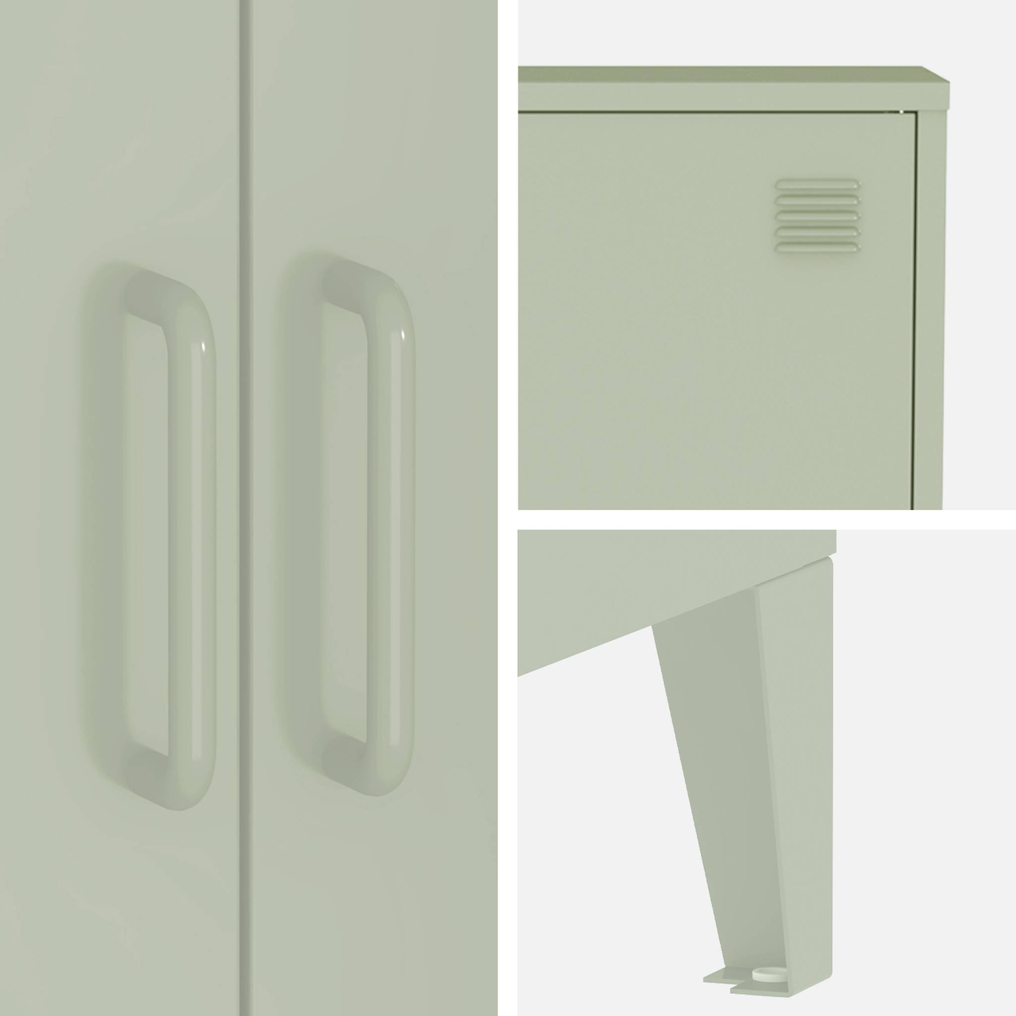 Set di 2 armadietti in metallo, 2 ante, verde chiaro