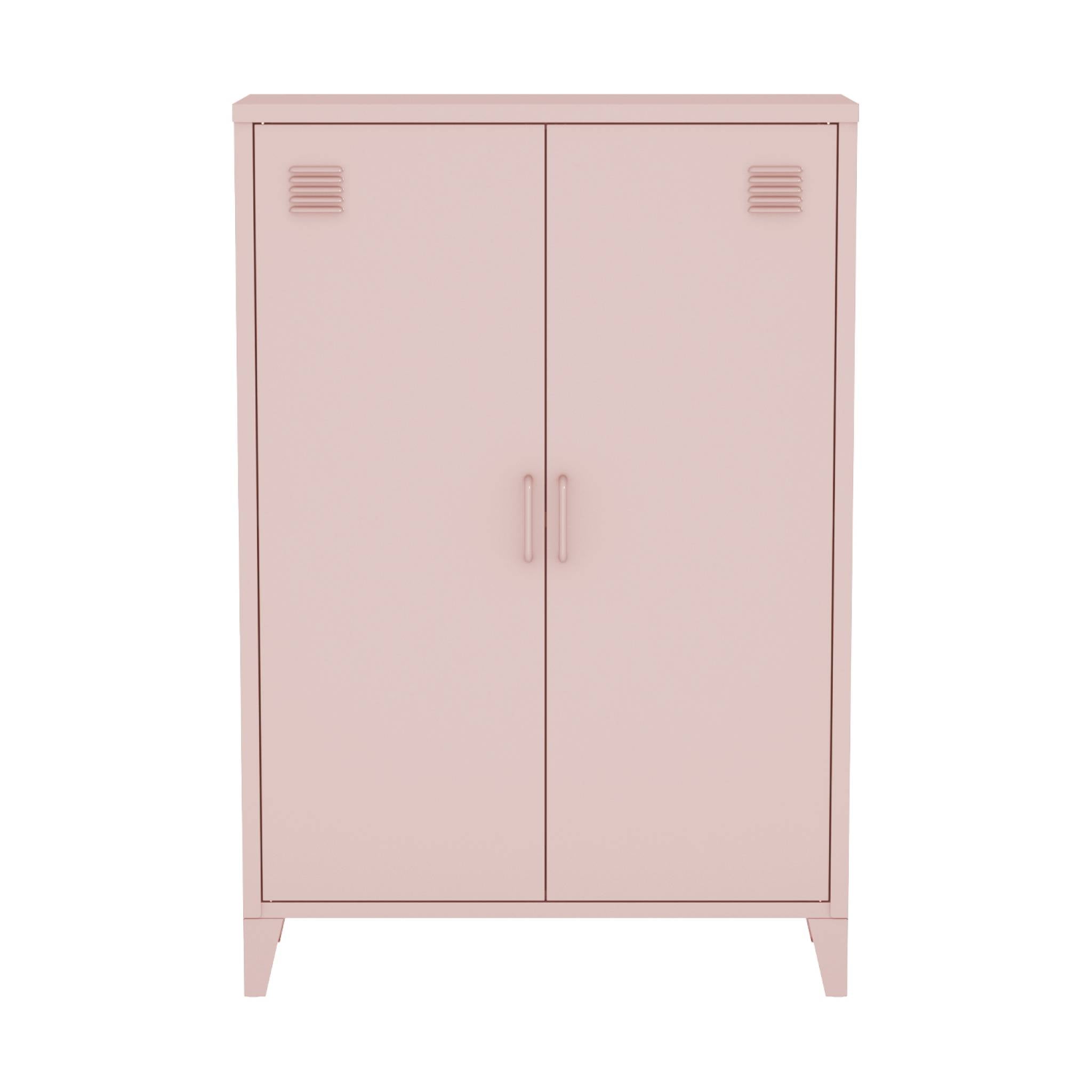 Set di 2 armadietti in metallo, 2 ante, rosa
