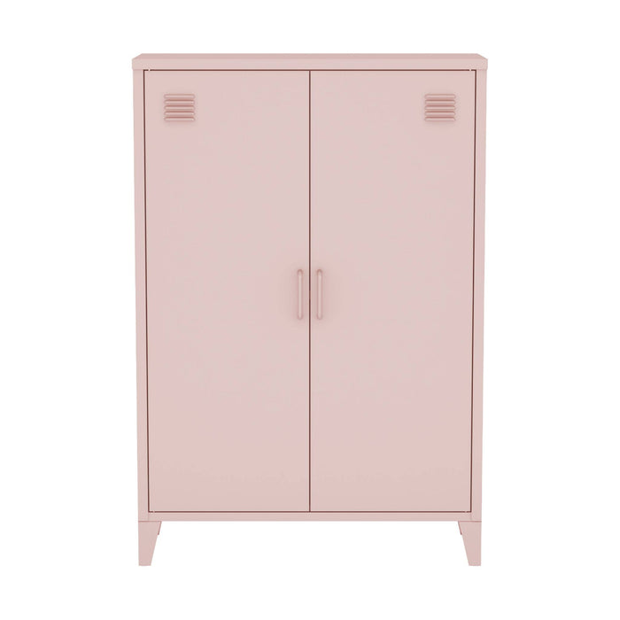 Set di 2 armadietti in metallo, 2 ante, rosa