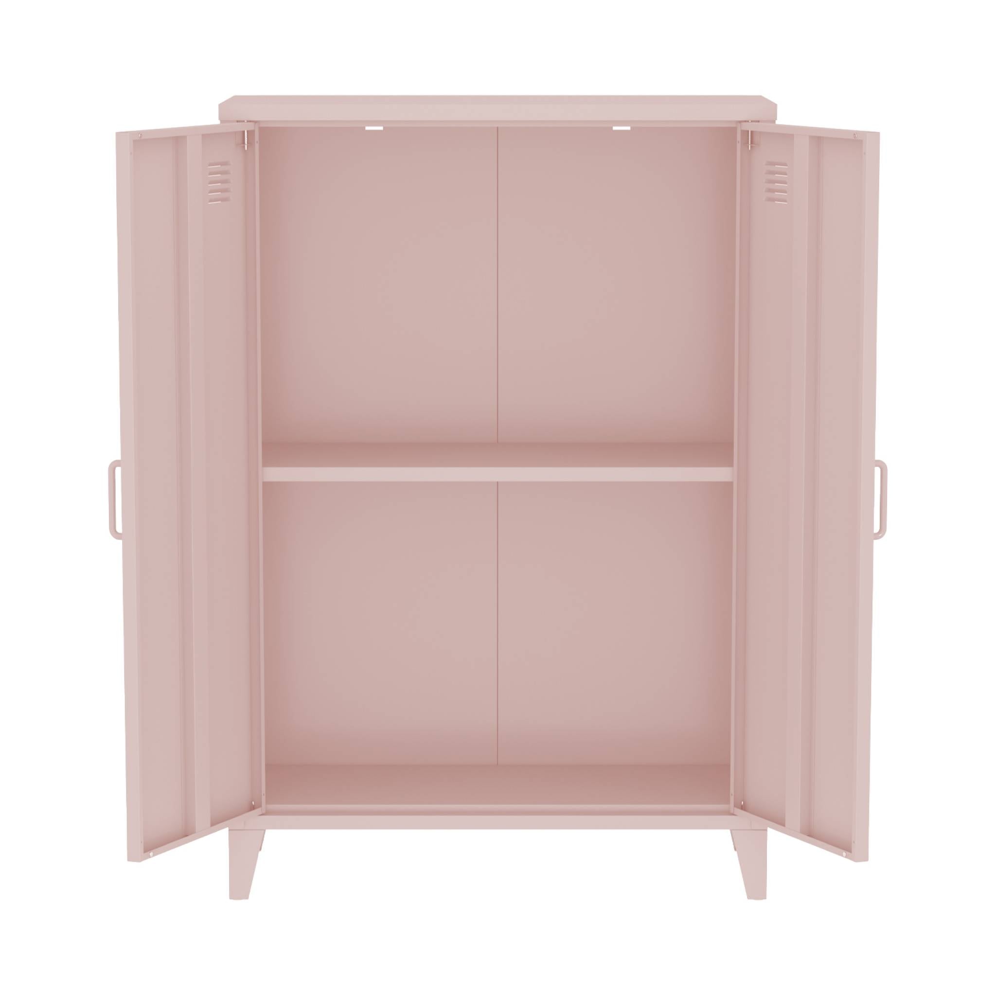 Set di 2 armadietti in metallo, 2 ante, rosa