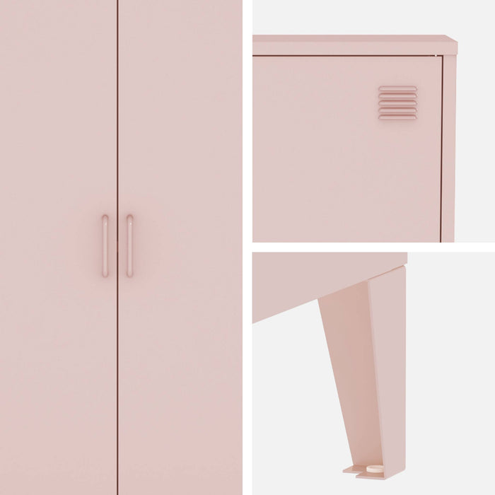 Set di 2 armadietti in metallo, 2 ante, rosa