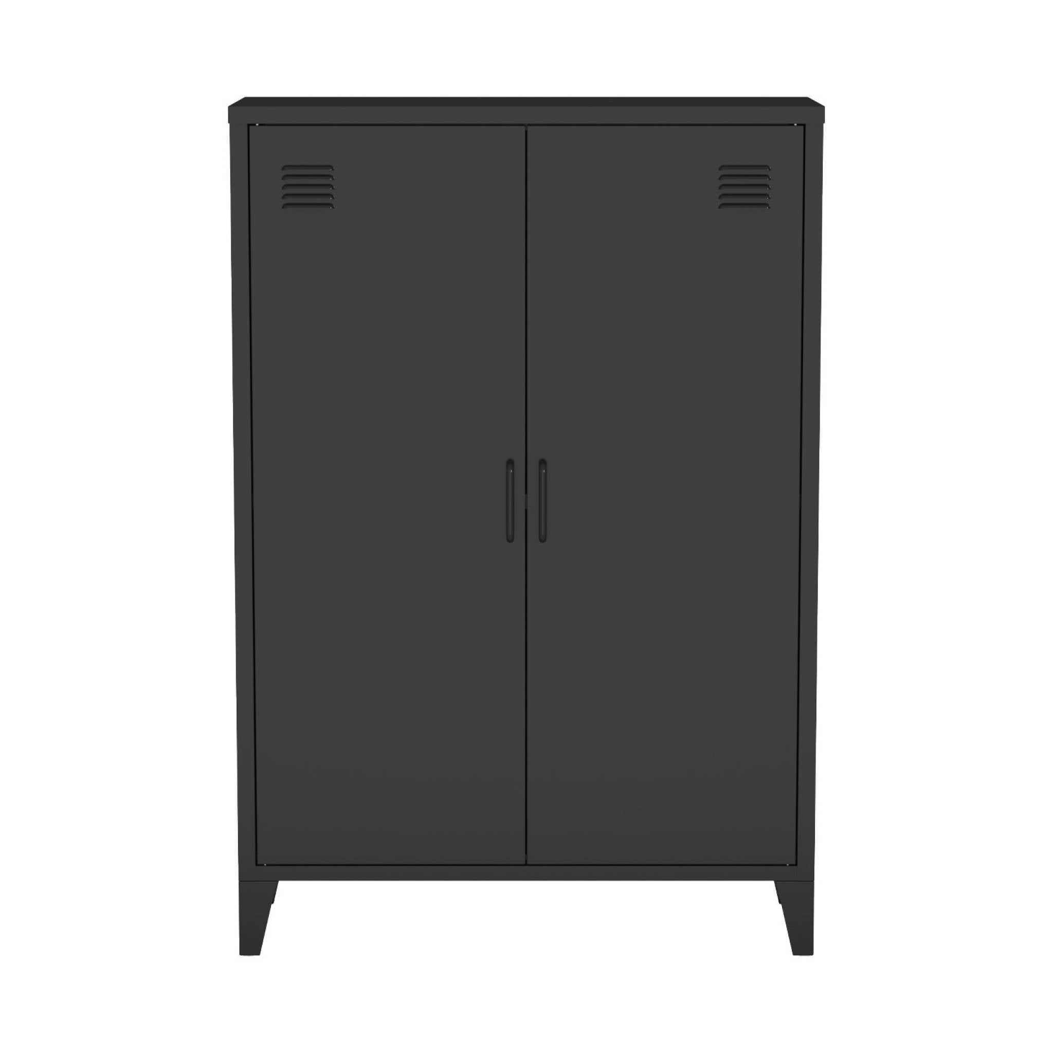 Set di 2 armadietti in metallo, 2 ante, nero