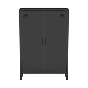 Set di 2 armadietti in metallo, 2 ante, nero