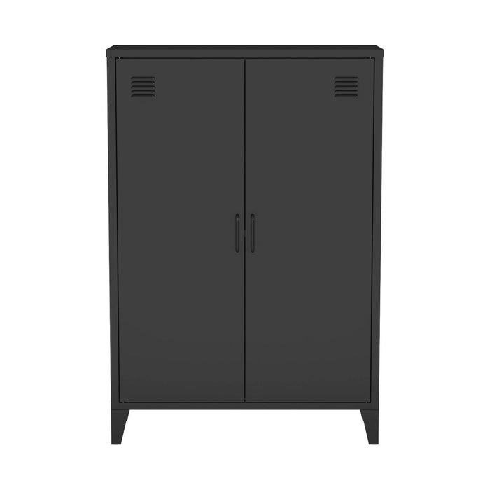 Set di 2 armadietti in metallo, 2 ante, nero