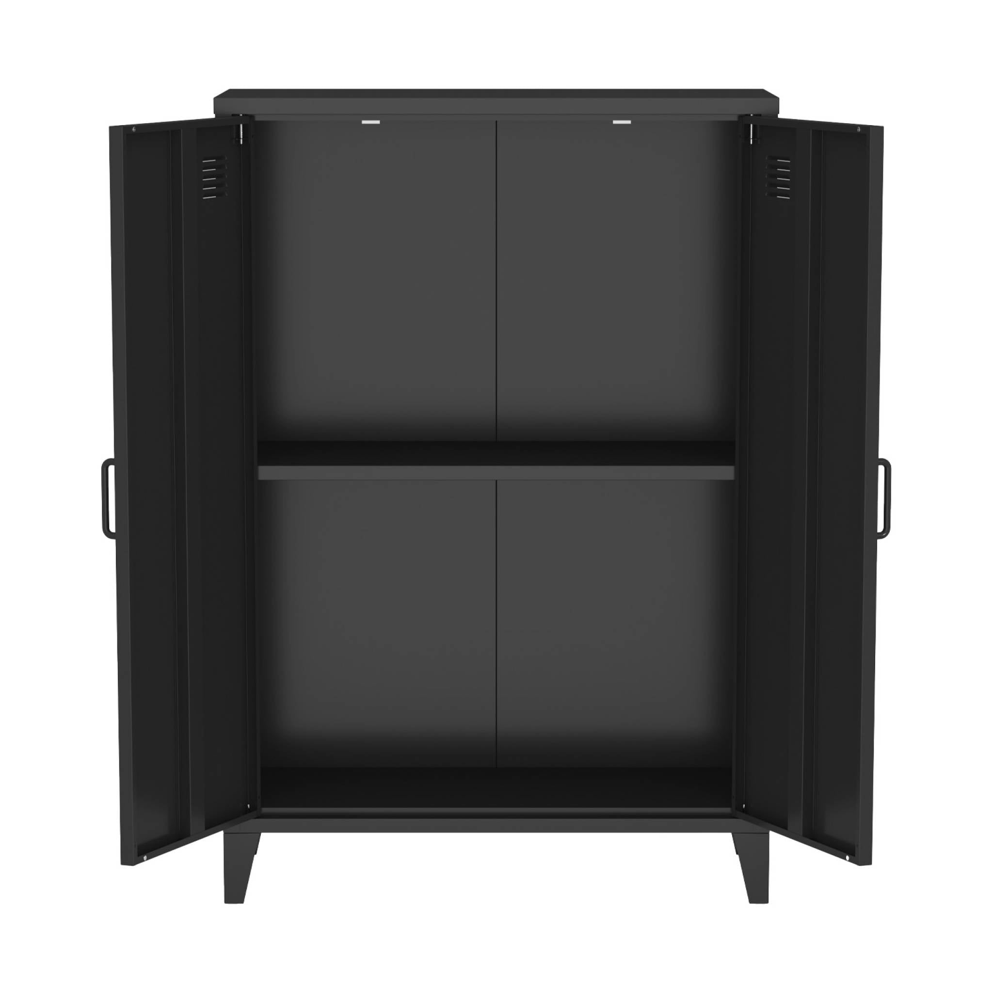 Set di 2 armadietti in metallo, 2 ante, nero