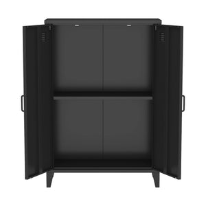 Set di 2 armadietti in metallo, 2 ante, nero