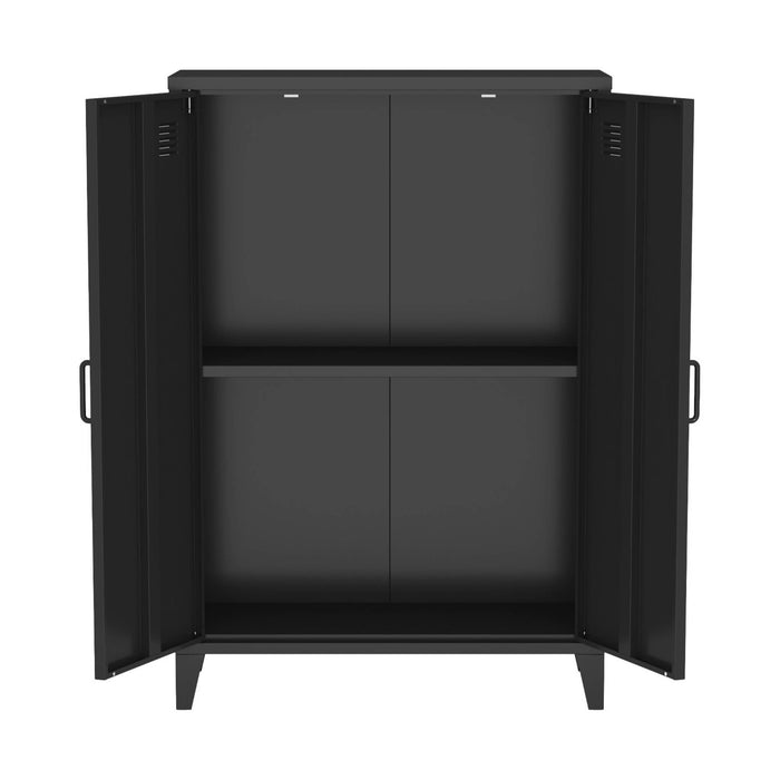 Set di 2 armadietti in metallo, 2 ante, nero