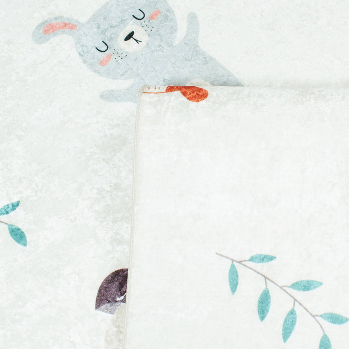 Tappeto interno per bambini bianco con stampe di animali