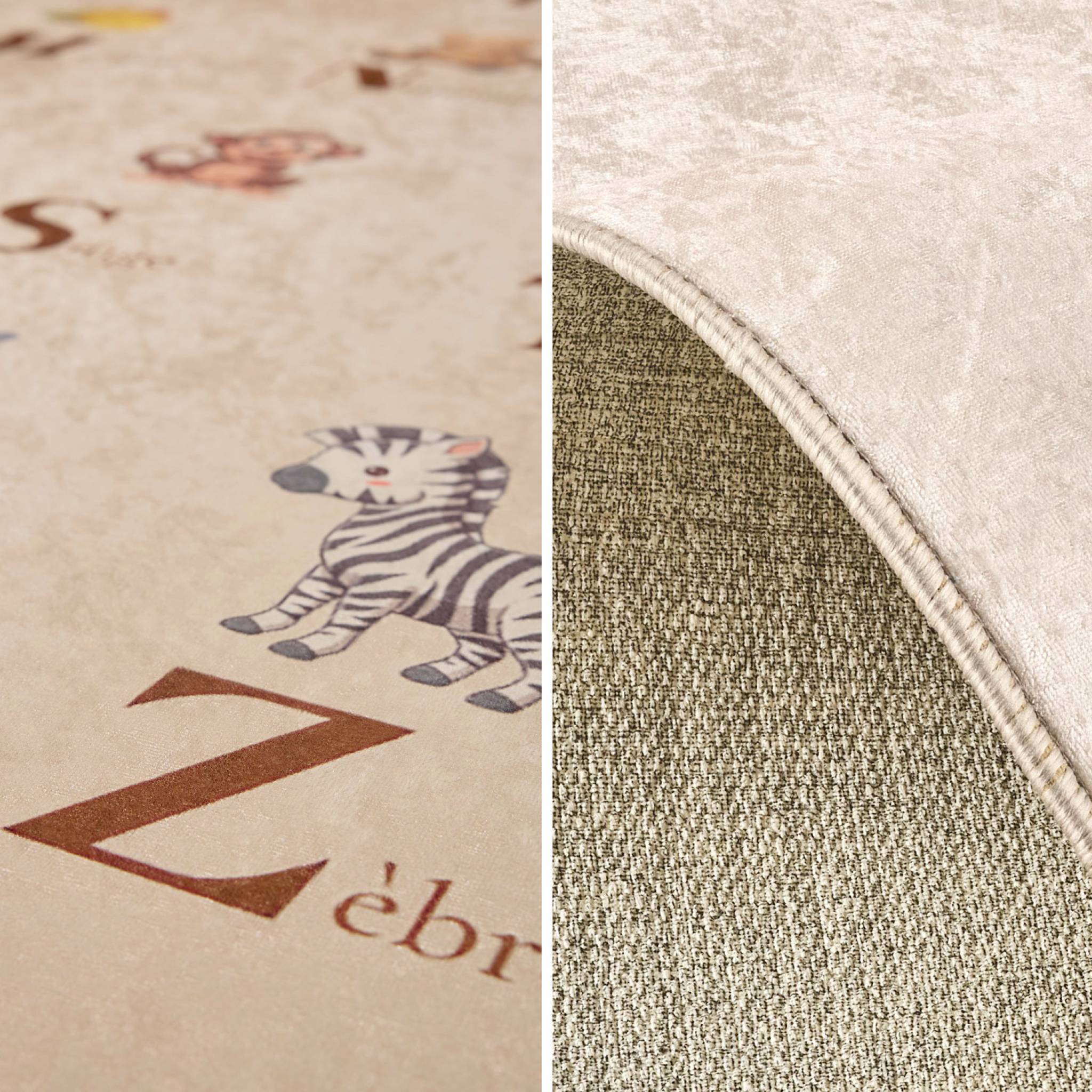 Tappeto educativo per bambini con alfabeto, per interni colore beige