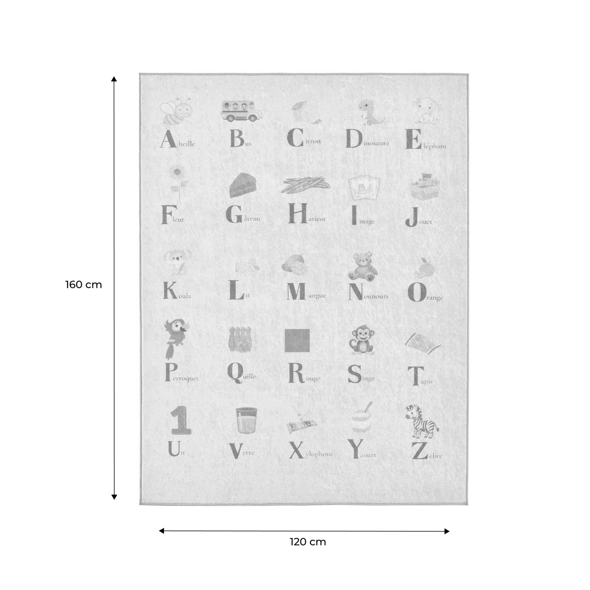 Tappeto educativo per bambini con alfabeto, per interni colore beige