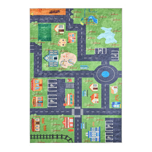 Tappeto interno per bambini colore bianco e stampato mini città