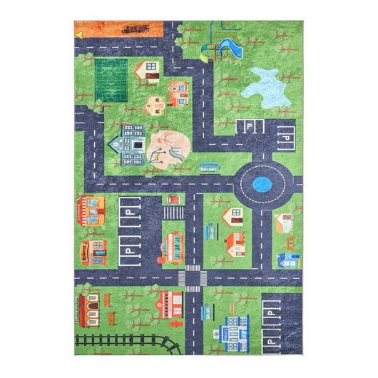 Tappeto interno per bambini colore bianco e stampato mini città