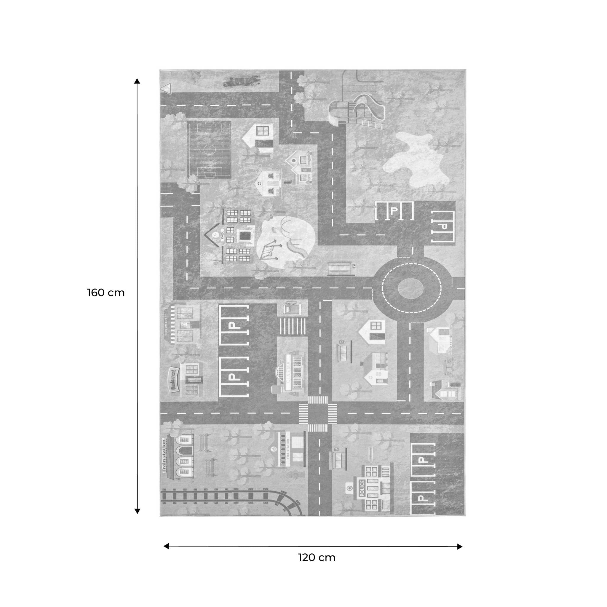 Tappeto interno per bambini colore bianco e stampato mini città