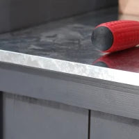 Armadietto da Esterno in Legno con Piano in Metallo e 2 Ripiani Porta Attrezzi, 98x48x95.5 cm, Grigio