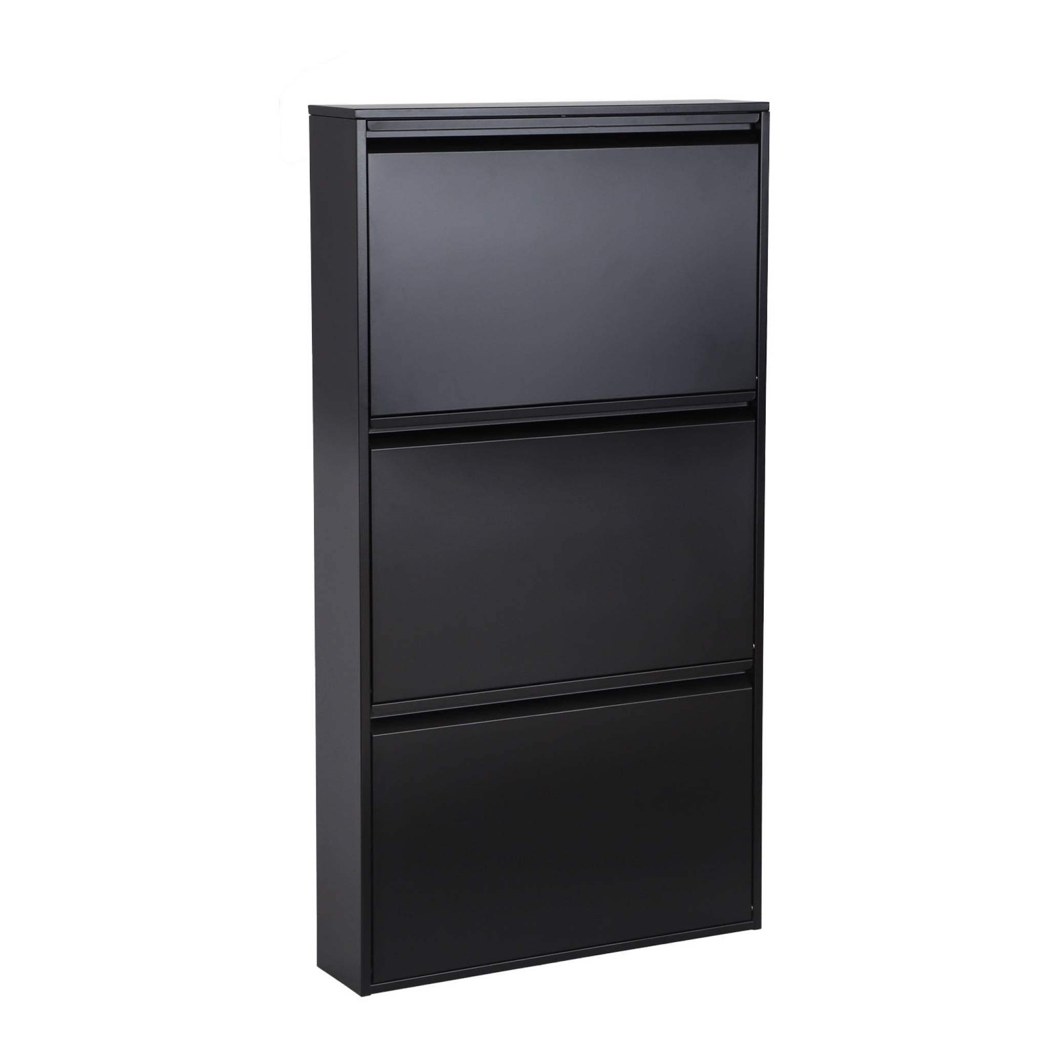 Scarpiera industriale in metallo con 3 cassetti, nero