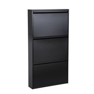 Scarpiera industriale in metallo con 3 cassetti, nero