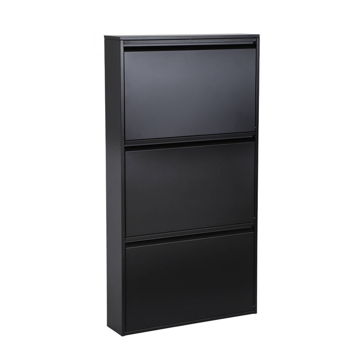 Scarpiera industriale in metallo con 3 cassetti, nero