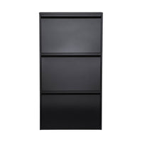 Scarpiera industriale in metallo con 3 cassetti, nero