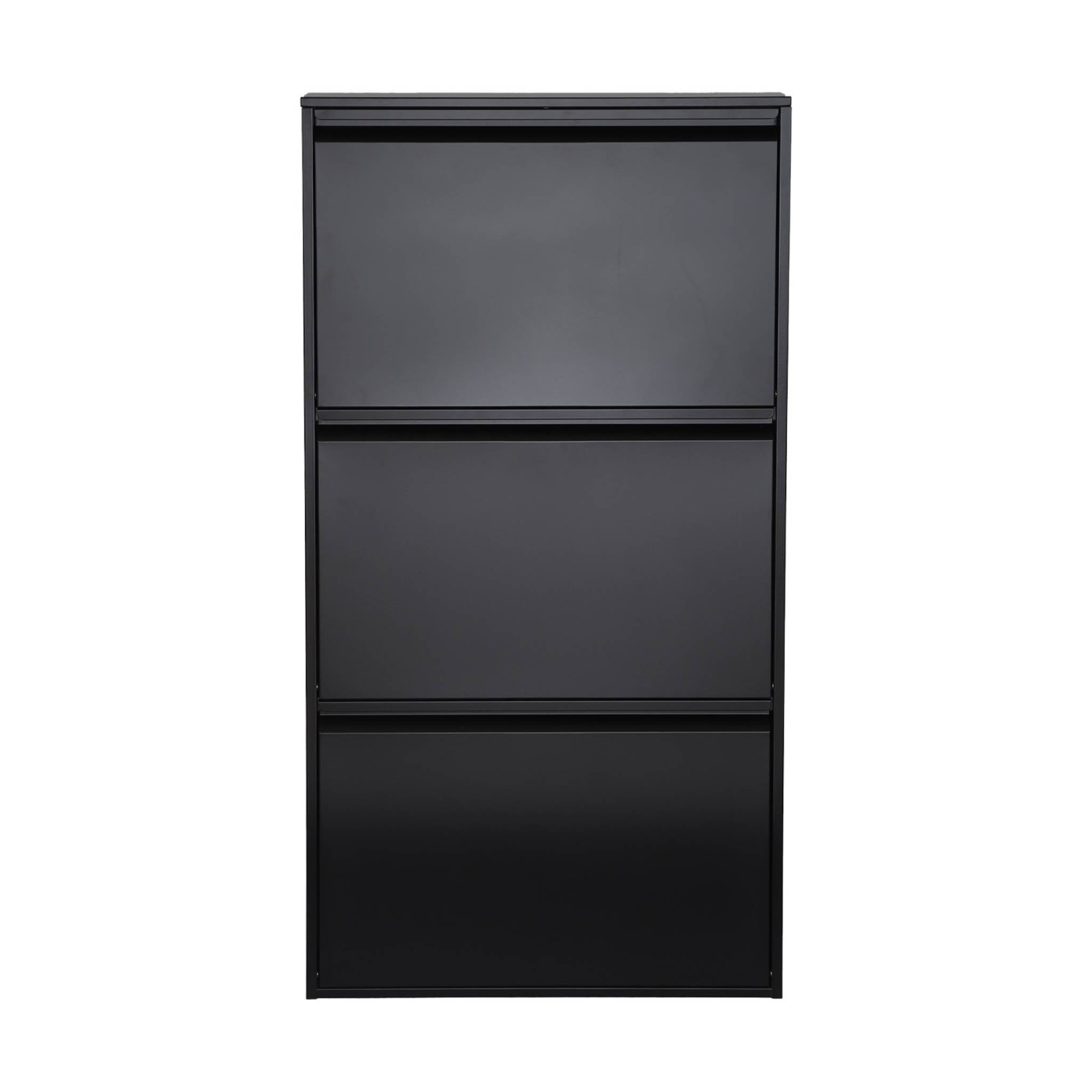 Scarpiera industriale in metallo con 3 cassetti, nero