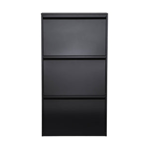 Scarpiera industriale in metallo con 3 cassetti, nero