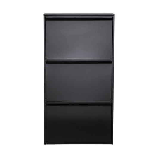 Scarpiera industriale in metallo con 3 cassetti, nero