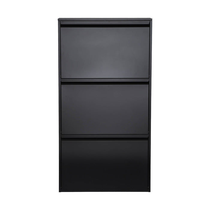 Scarpiera industriale in metallo con 3 cassetti, nero