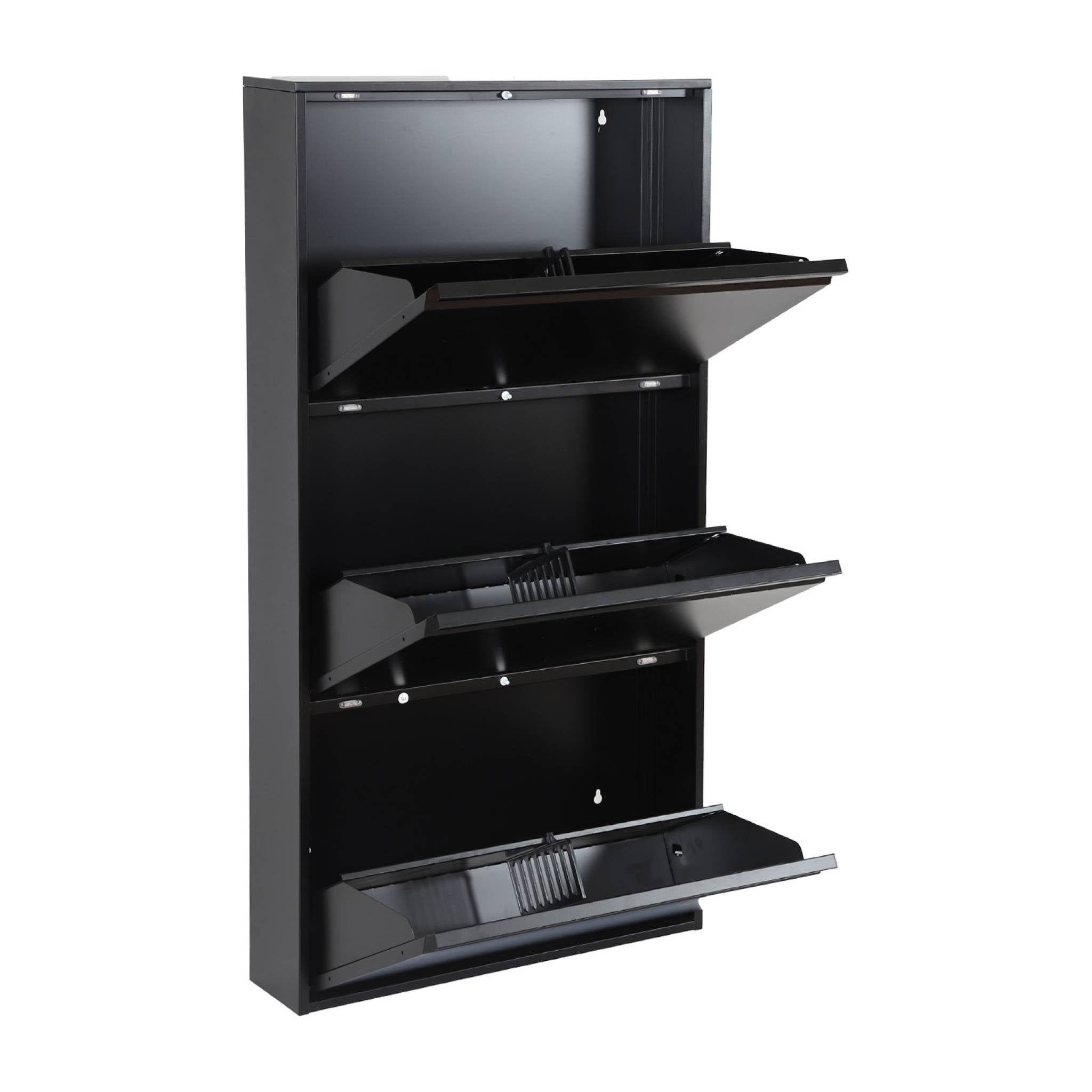 Scarpiera industriale in metallo con 3 cassetti, nero