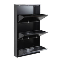 Scarpiera industriale in metallo con 3 cassetti, nero