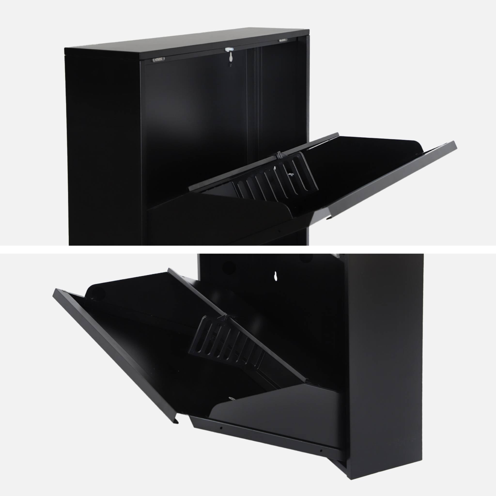 Scarpiera industriale in metallo con 3 cassetti, nero