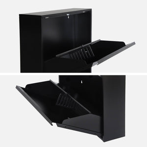 Scarpiera industriale in metallo con 3 cassetti, nero