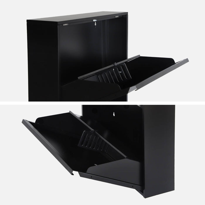 Scarpiera industriale in metallo con 3 cassetti, nero