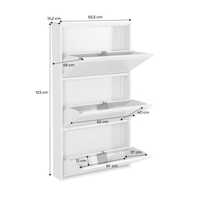 Scarpiera industriale in metallo con 3 cassetti, nero