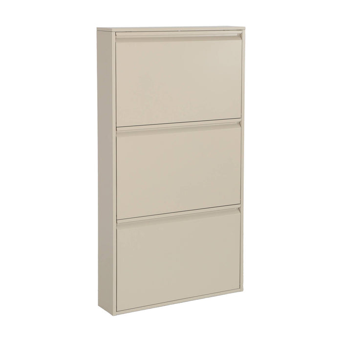 Scarpiera industriale in metallo con 3 cassetti, crema