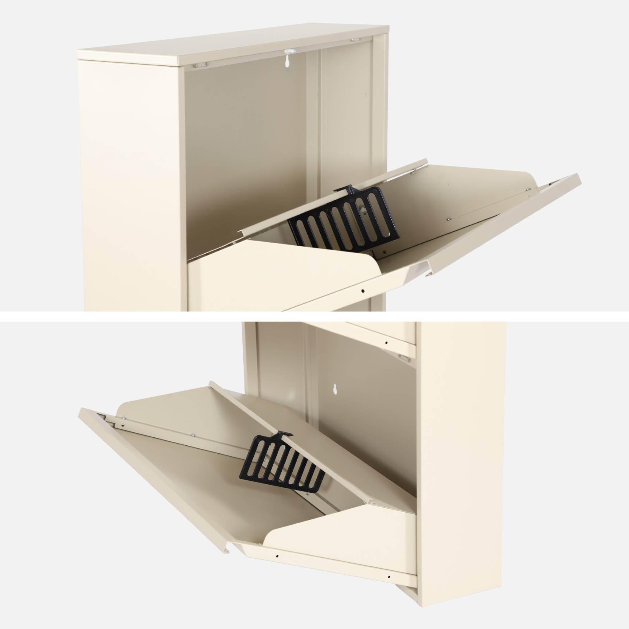 Scarpiera industriale in metallo con 3 cassetti, crema