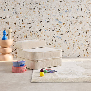 Poltrona per bambini in velluto a coste pieghevole, marrone naturale