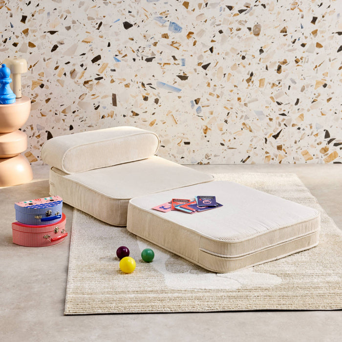 Poltrona per bambini in velluto a coste pieghevole, marrone naturale