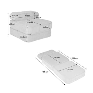 Poltrona per bambini in velluto a coste pieghevole, marrone naturale