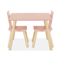 Tavolo quadrato per bambini con 2 sedie, rosa