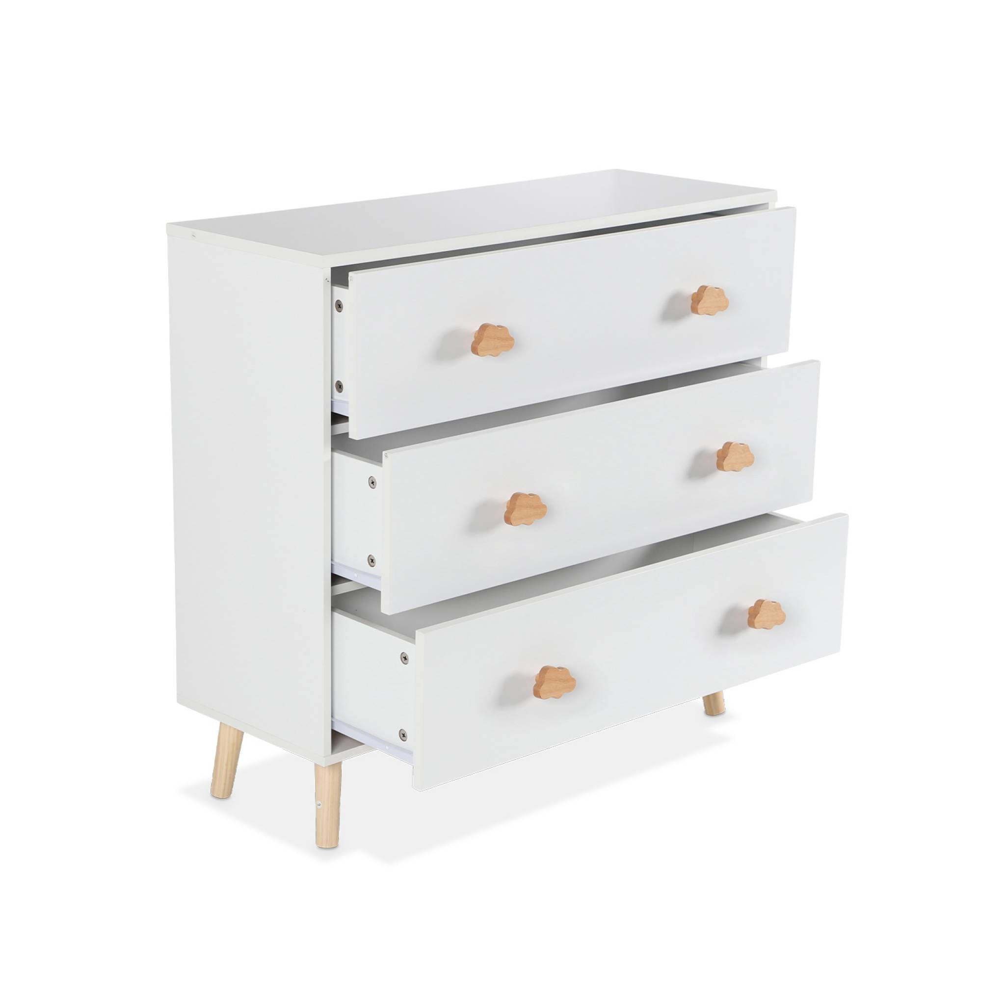Cassettone per bambini, 3 cassetti, bianco