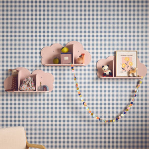 Mensole da parete nuvole per la cameretta dei bambini, set di 3, rosa